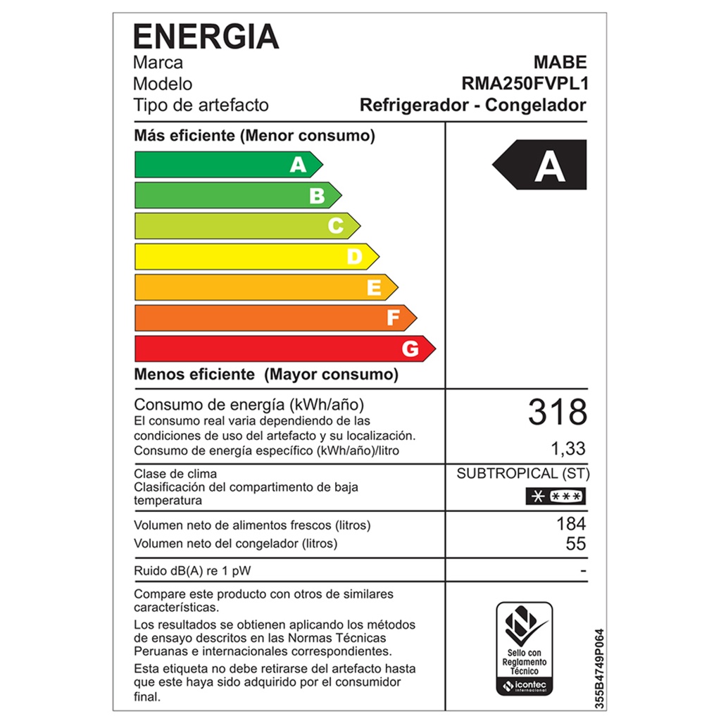 Refrigeradora MABE platinum 264L