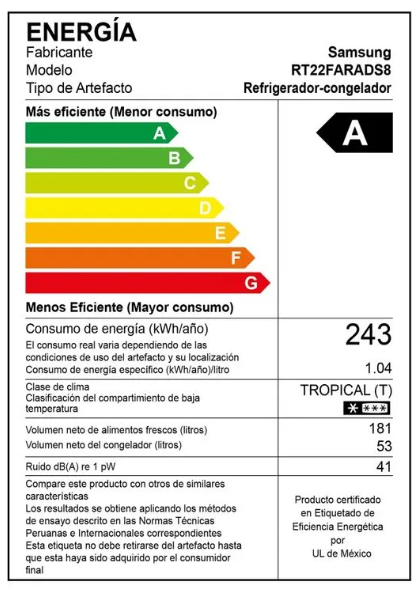 Refrigeradora SAMSUNG top freezer 234L