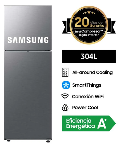 [RT31DG5120S9PE] Refrigeradora SAMSUNG Top Mount Freezer 304L Silver