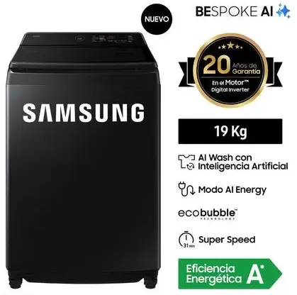Lavadora Samsung AI wash ecobubble 19kg