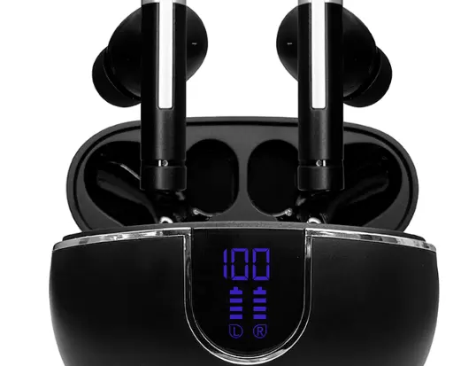 Audífonos TEROS TE-8075N, Bluetooth, TWS, negro